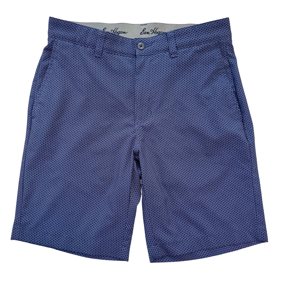 Ben Hogan Golf Shorts Mens 30 Blue Geometric Print Performance Stretch WT5195